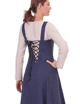 ANNA Wool Indigo Blue - Medieval Viking Wool Apron Dress
